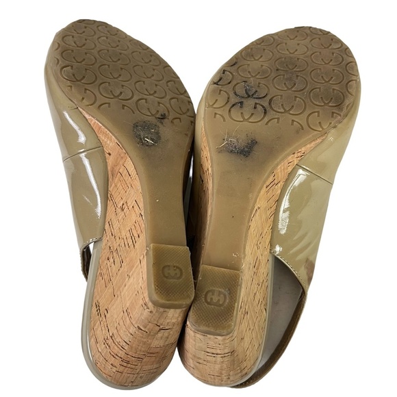 GERRY WEBER Genuine Leather Open Peep Toe Slingback Cork Wedge Shoes Sandals 38 - Picture 15 of 16